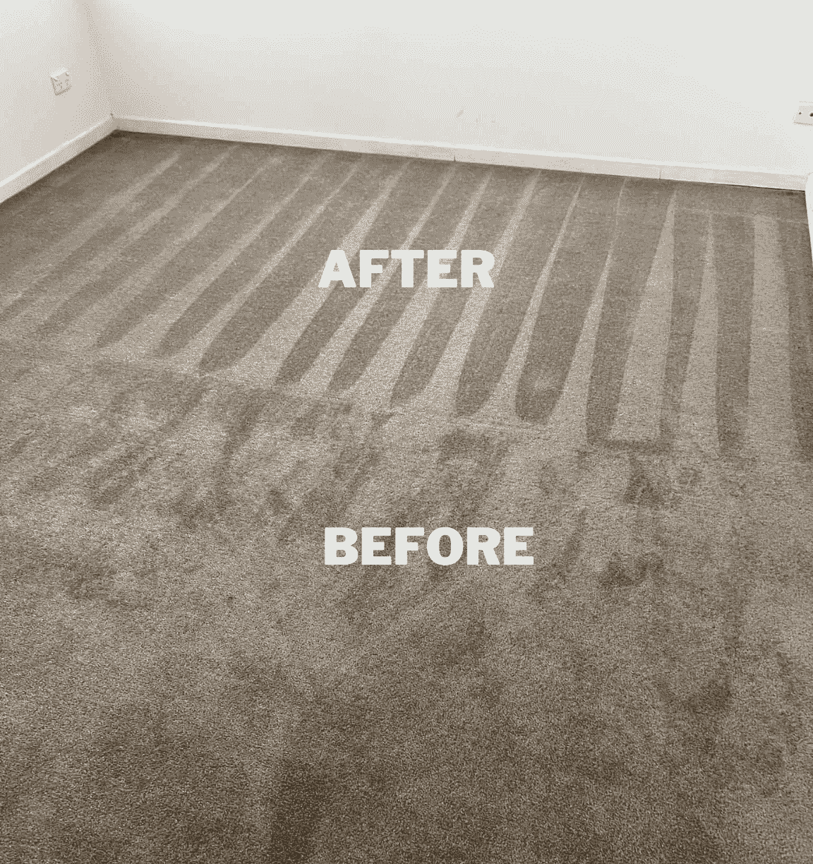 Before and after the cleaning the carpet